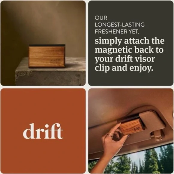 Drift Wooden Aromatherapy Block - Natural Brown - Visor Clip Kit Open Air scent - Picture 4 of 8